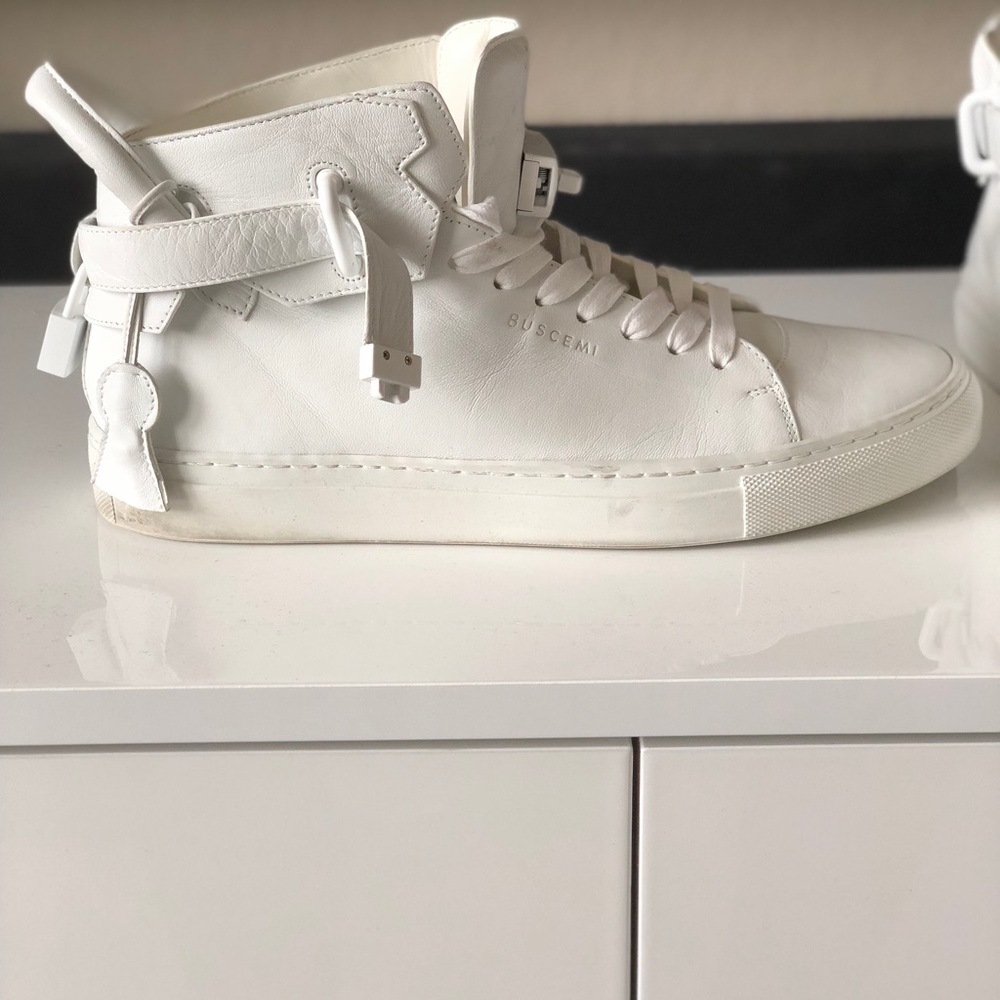 100mm White Buscemi hi tops